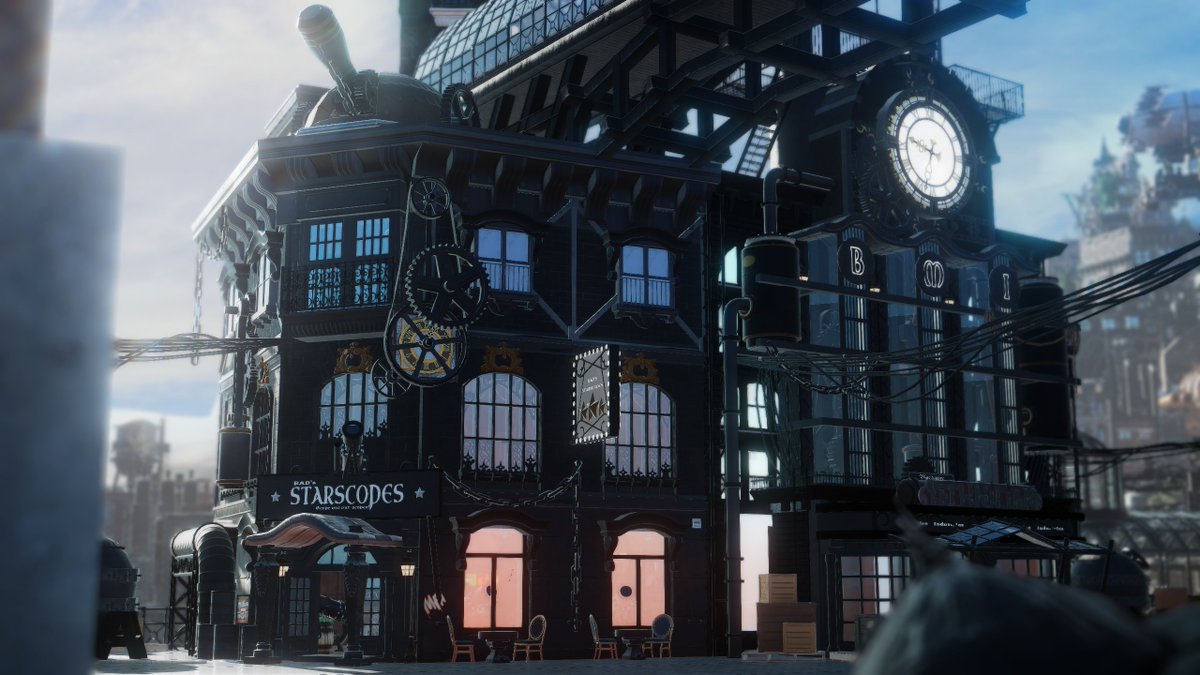 Awesome Blackmire stream tonight! We got a new shop and resident in here. Let me introduce you to 'Rad's Starscopes'. So happy how the exterior turned out and our custom made telescopes🤣Here are a few shots as per usual! Have a great weekend! <a href="/PlanetCoaster/">Planet Coaster 2</a> #Blackmire #Steampunk