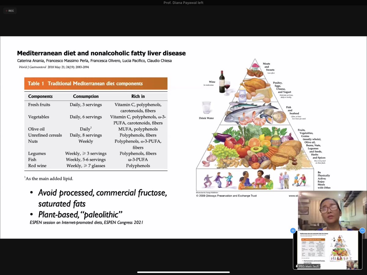 ariginality's tweet photo. How do you tailor a menu for your NAFLD Patients?
“Fusion of Nutrition and Supplementation in Liver Diseases” with Dr. Marianna S. Sison
Heard of the 🥙Mediterranean diet?🥗
  -“paleolithic”
  -❌processed, commercial fructose saturated fatty acids
#PSGMidyear2021 #GITwitterPH https://t.co/4OGwscbeSy