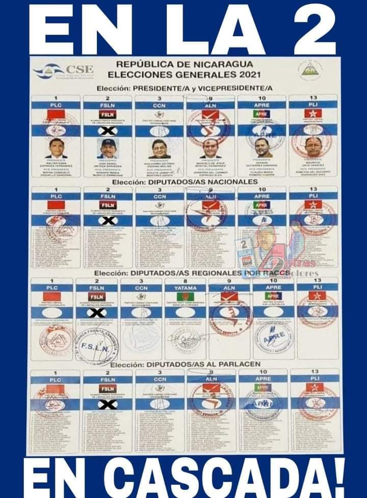 Todos juntos siempre juntos en la casilla 2 este 7 de noviembre
#FuerzaPuebloQueVence
#AdelanteSiempre 
#FSLN2021
#Nicaragua 
#OctubreVictorioso