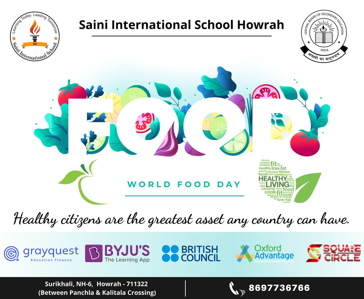 sishowrah's tweet photo. "Food that we have on our plate is a result of an immense amount of hard work that is put in at various stages consumes it with the utmost respect. "
#SIS_Howrah celebrates #World_Food_Day
#Healthy_Citizens
#Healthy_Nation
#SIS_Howrah
#Learning_Today
#Leading_Tomorrow https://t.co/MZQpCVCALd