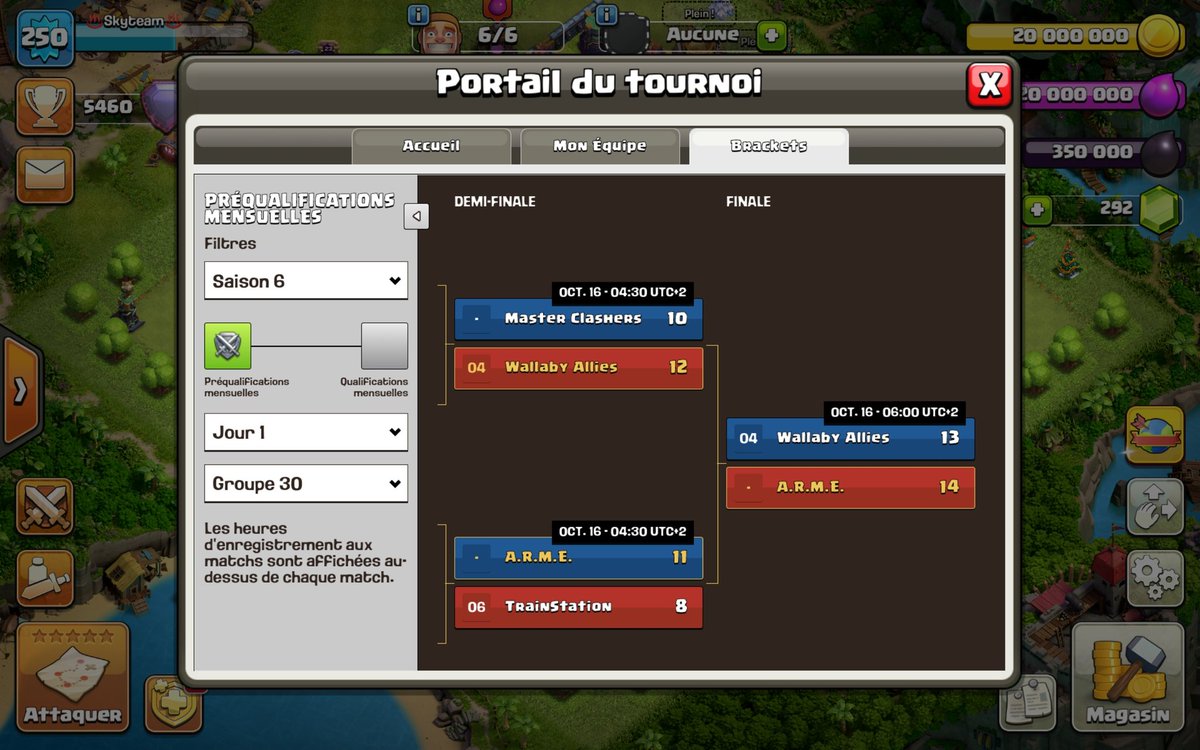 On passe en J2 gg l'équipe belle performance <a href="/ARMECOC/">A.R.M.E. | coc</a>