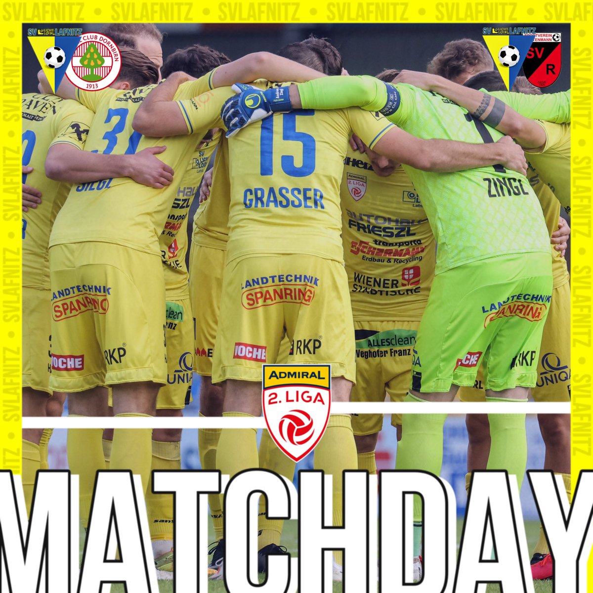 svlafnitz's tweet photo. Heute empfangen wir den FC Dornbirn und den SV Rottenmann in der Fuรballarena!โ๏ธ๐
Ankick gegen Dornbirn ist um 14:30 Uhr, das Spiel gegen Rottenmann beginnt um 19:00 Uhr!โฐ
Gemma Mรคnnerโฆ!๐๐
_____________________________
#MatchDay #LigaZwa #SVLFCD #SVLafnitz #GEMMA https://t.co/QDvWS7V2vj