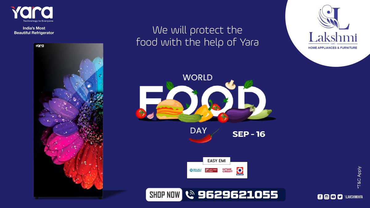 LakshmiHomeApp's tweet photo. We will protect the food with the help of Yara "World Food Day" 
#WorldFoodDay #yara #madakulammainroad #offerprice #EasyEMI #ValimaiPongal #lakshmihomeappliance #vivomobiles #wetgrinder #BPL2021  #VIVOIPL #madurai #mostadvanced #BPL #Battery #exideinverterz #nowastefoods https://t.co/02Qz20aSC2