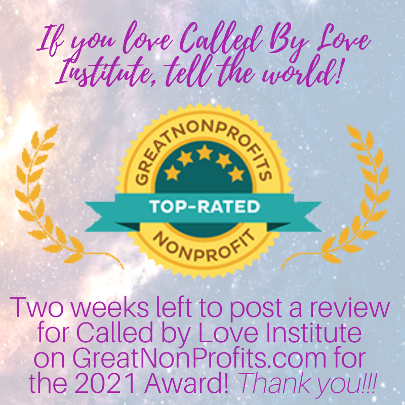 CalledByLove's tweet photo. Will you post a brief story of your experience with #CalledByLove Institute? It only takes a few minutes! https://t.co/hD5nFPHGBq from there click on the "Share Your Story" button in the top right corner.  We appreciate this so much! ❤  Thank YOU! #GreatNonprofits #Love #CBLI https://t.co/Wt97iM36W9