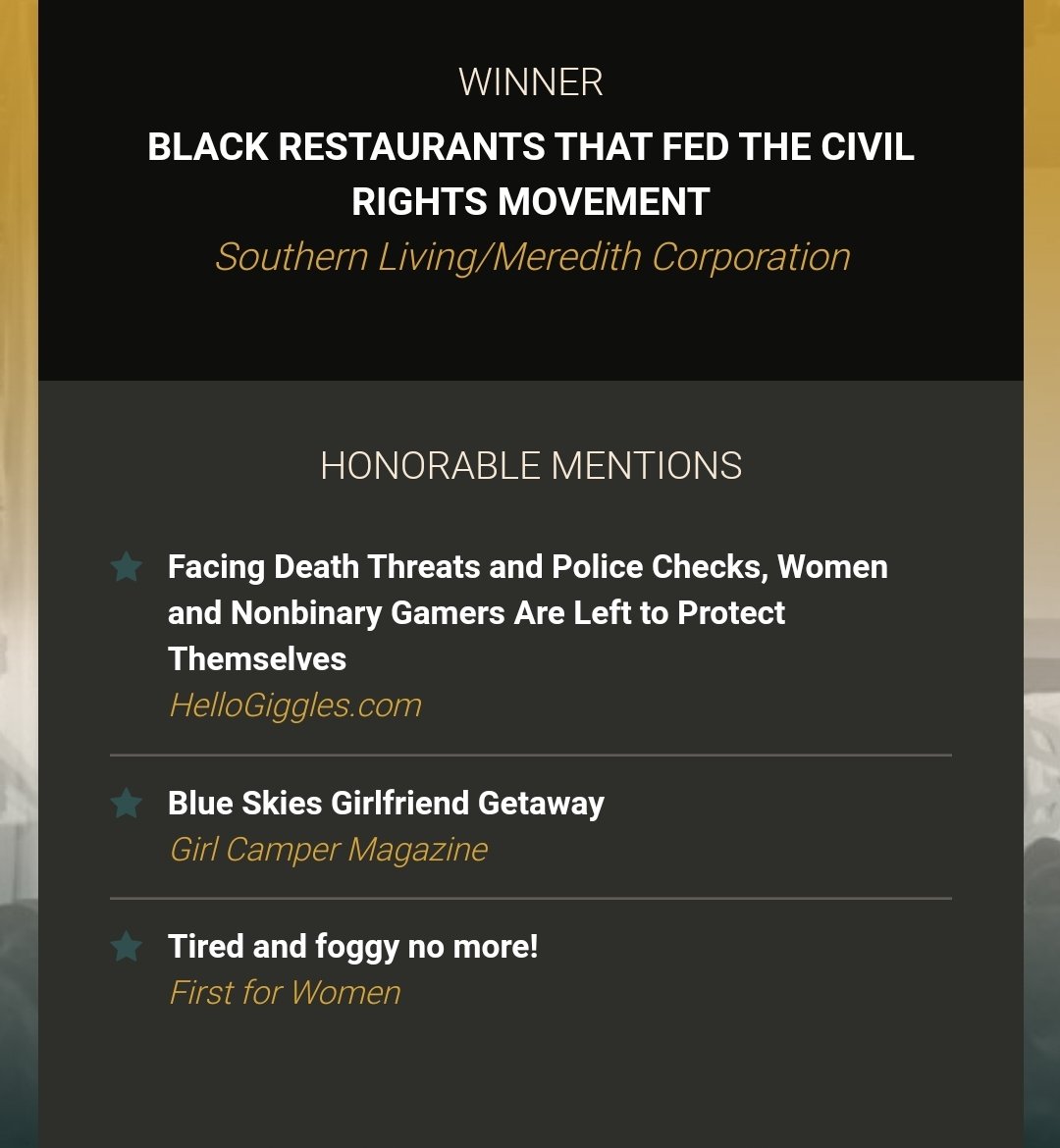 soulfoodscholar's tweet photo. So . . . I got the news today that an article I wrote for @southernlivingmag WON a prestigious @folio_mag 2021 #eddieandozzieaward!! For more than 25 years, the Eddie &amp; Ozzie Awards have recognized excellence in engaging content and gorgeous design in the publishing industry. https://t.co/CDzzWJKIys