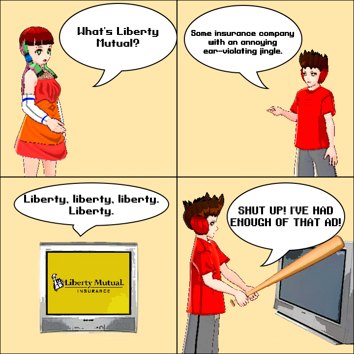 Drillimation1's tweet photo. I made a #yonkoma summarizing @LibertyMutual ads in a #shellnut.
#gamedev #indiegames #indiegamedev #touhou #touhouproject #retro #nintendo #nes #stg #STG同好会 #shmup #ChuhouJoutai #中方状態 #meme https://t.co/vedZyB8r8K