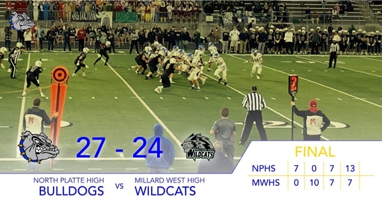 FINAL FROM MILLARD WEST!!! Bulldogs score 13 in the 4th quarter to comeback and win!!!! #nebpreps <a href="/nsaahome/">NSAA</a>