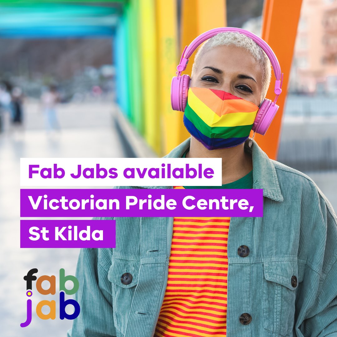 JOY949's tweet photo. BREAKING: A special queer friendly pop up vaxx clinic will be running at the @VicPrideCentre from next week for a Rainbow Vaxx Week. More info at https://t.co/fIuPBBF9w8 - Book in your vaxx by calling Star Health at 03 8644 3311 and ask for a #FabJab or VPC appointment. #JOY949 https://t.co/lAiCTtmL4G
