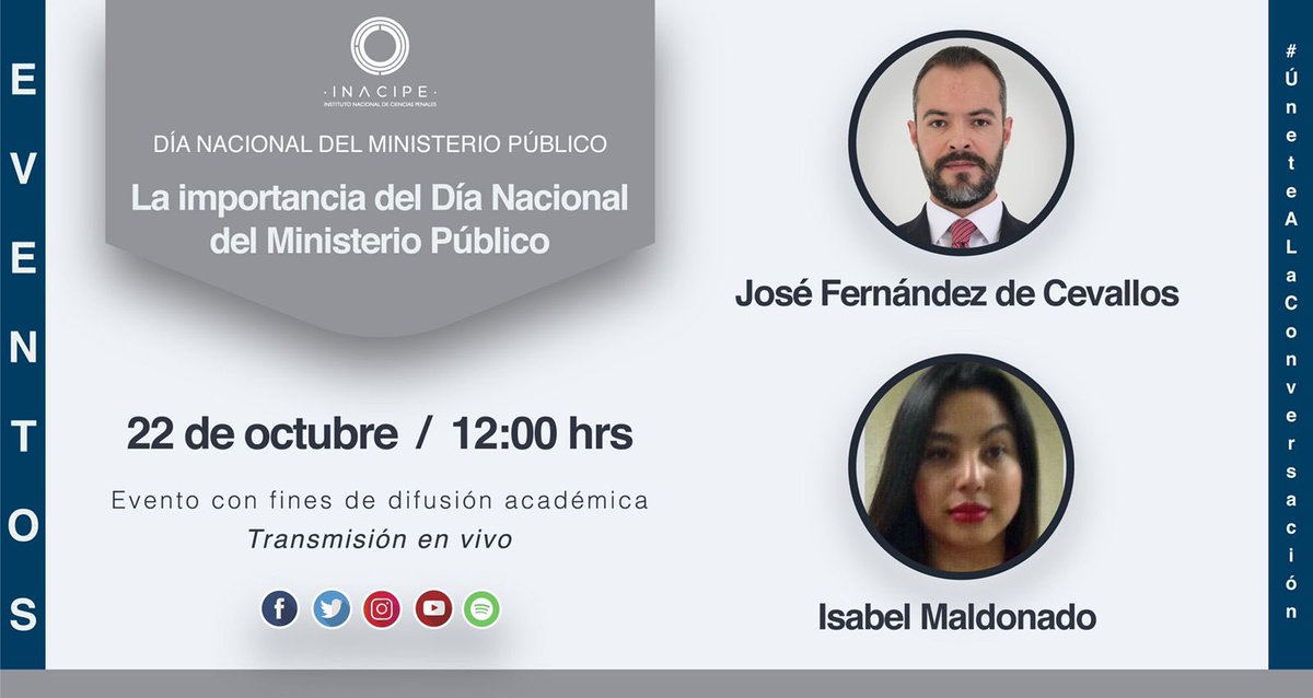 El 22 de Octubre participaré en el <a href="/INACIPE/">INACIPE</a> con la conferencia “La importancia del Día Nacional del Ministerio Público” en el marco del #DíaNacionalDelMinisterioPúblico