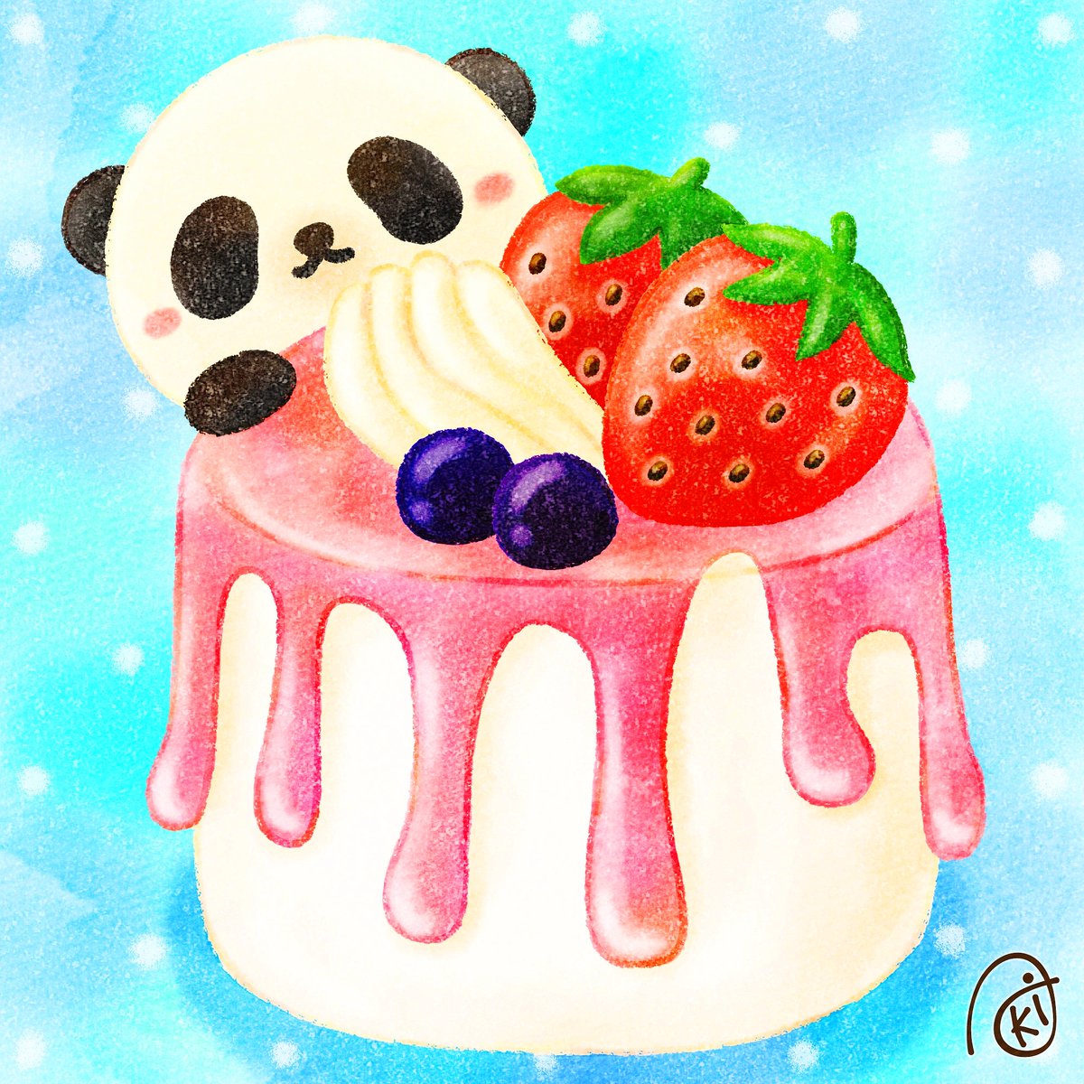 ドリップケーキ イラスト お絵描き パンダ ドリップケーキ Akiのイラスト