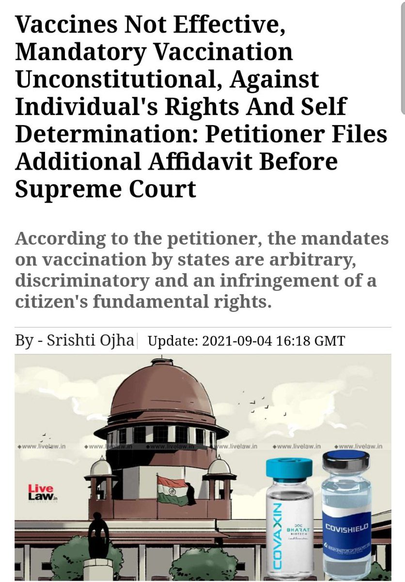 Supreme court of India says that mandatory of vaccination is anti constitutional.
#VaccinationIsNotCompulsary
<a href="/CMOMaharashtra/">CMO Maharashtra</a> 
<a href="/rajeshtope11/">Rajesh Tope</a>