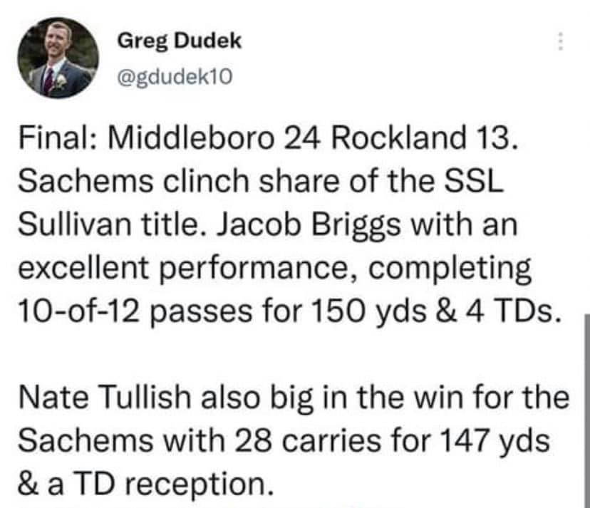 Congrats <a href="/FAM_Sachems/">Middleboro Football</a> !! <a href="/SachemHome/">Middleborough HS</a> <a href="/Sachem_Pride/">MHS Sports</a>
