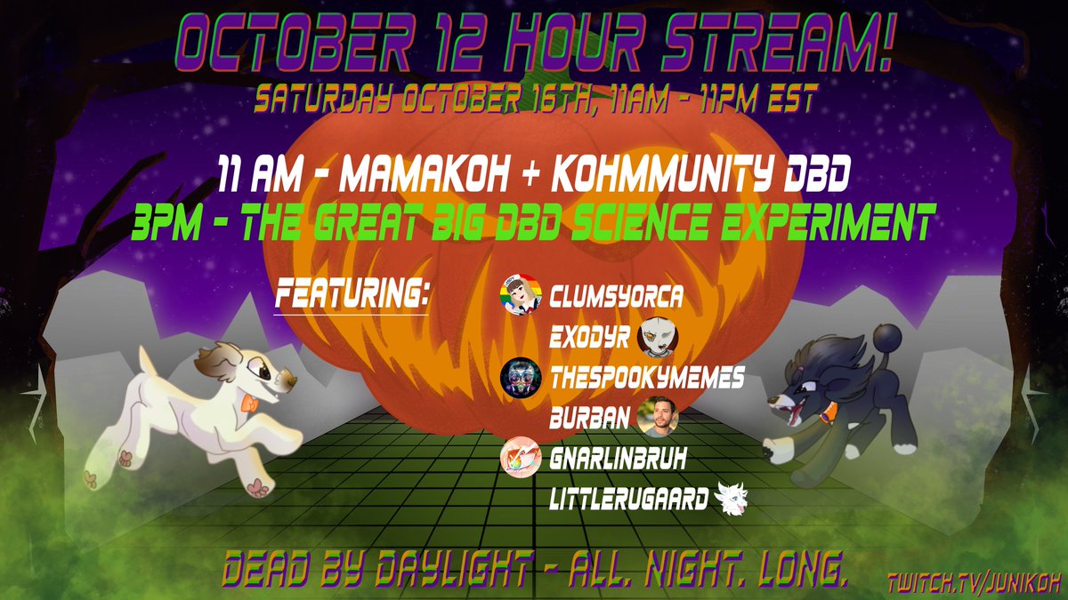 itsBubbleTeeTV's tweet photo. @DeadByBHVR @Behaviour Tomorrow we’re hosting a Twitch Crossover DBD Experiment. You won’t want to miss this! Dual screen game play, killer and survivor perspectives. Even expert-ish commentary! 4 survivors. 6 Streamer killers. Only on https://t.co/aaQBzb97KV Starts at  3pm EST. https://t.co/6q5NyyUcoq