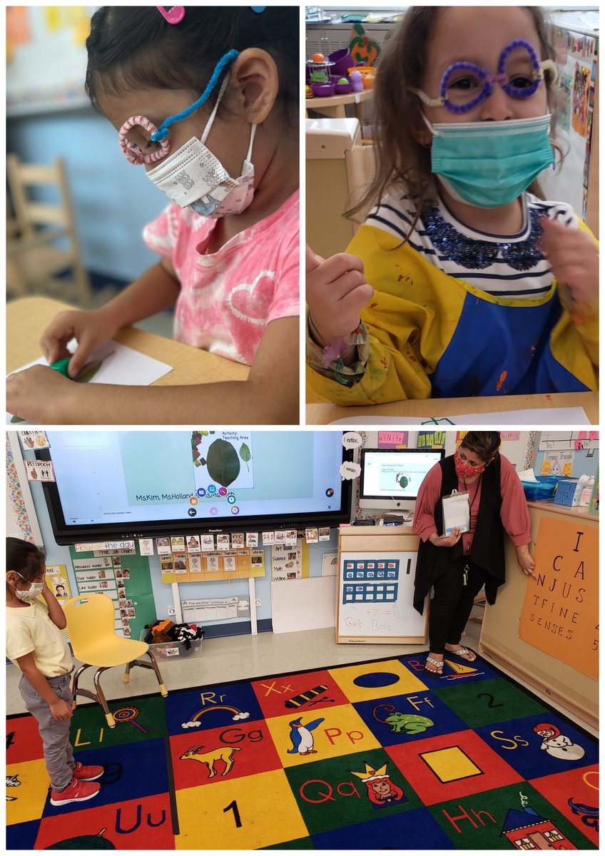 Even in PreK we practice retelling by acting out what we read. Our students went to an eye doctor and made their own glasses just like Paige from the book! #weallLEARN @30Q398 <a href="/nycdistrict30/">District 30</a>
