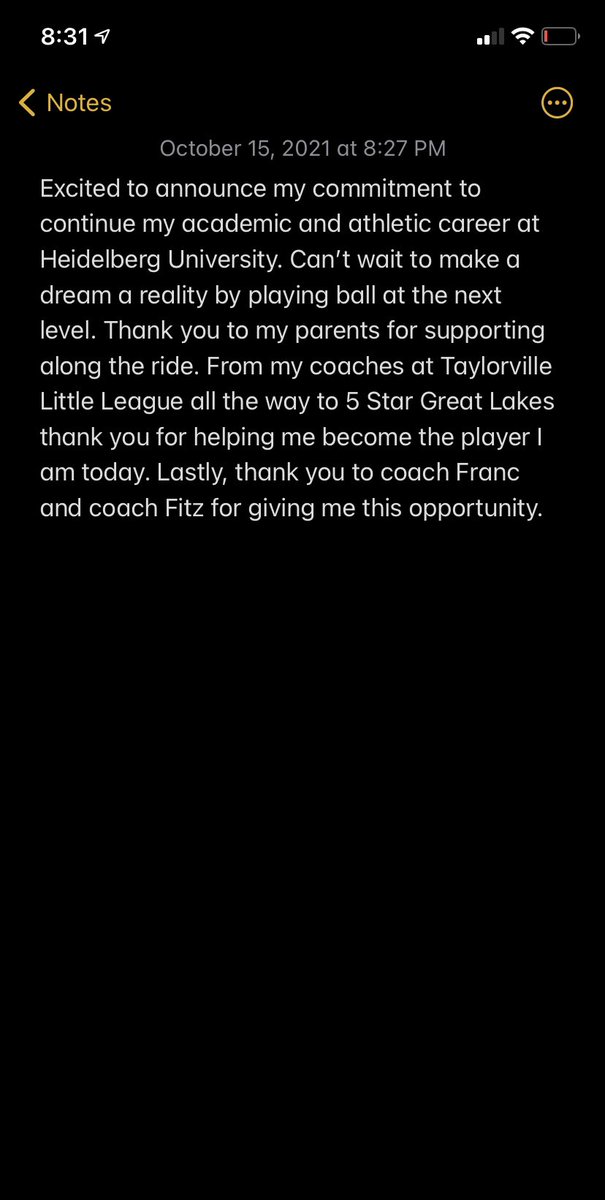 C_Small_2022's tweet photo. Excited to announce my commitment to play at Heidelberg University. @BergBaseball @EFranc518 @5stargreatlakes @5stargl2022gold @CaravanBaseball #defensestillmatters https://t.co/dhDgZwlnEq
