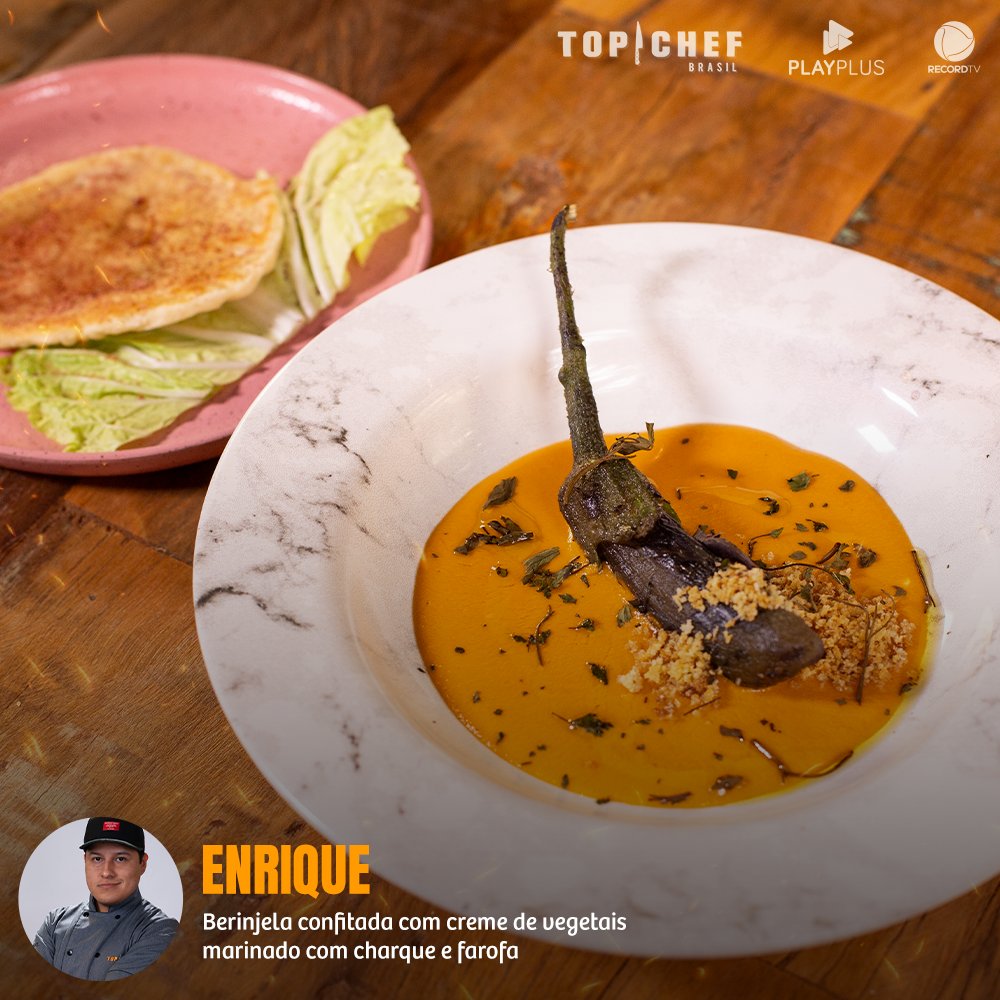 A ousadia do #VaiEnrique impressionou os chefs. Mas o prato "quase vegetariano" deixou a desejar. #TopChefBrasil