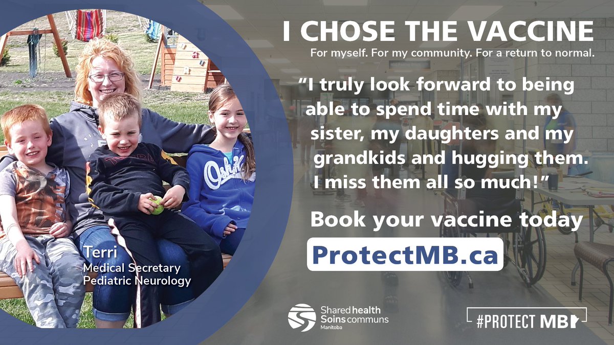 SharedHealthMB's tweet photo. They chose the vaccine to protect their families, community and for a return to normal. 

What's your why? 

Visit https://t.co/71x3fdbYEs to book your vaccine today. 

To view our latest posts, visit https://t.co/j6o6nc3fmy #ProtectMB #COVID19MB #CovidVaccine #COVID19 #Manitoba https://t.co/dtkS3PvJ66