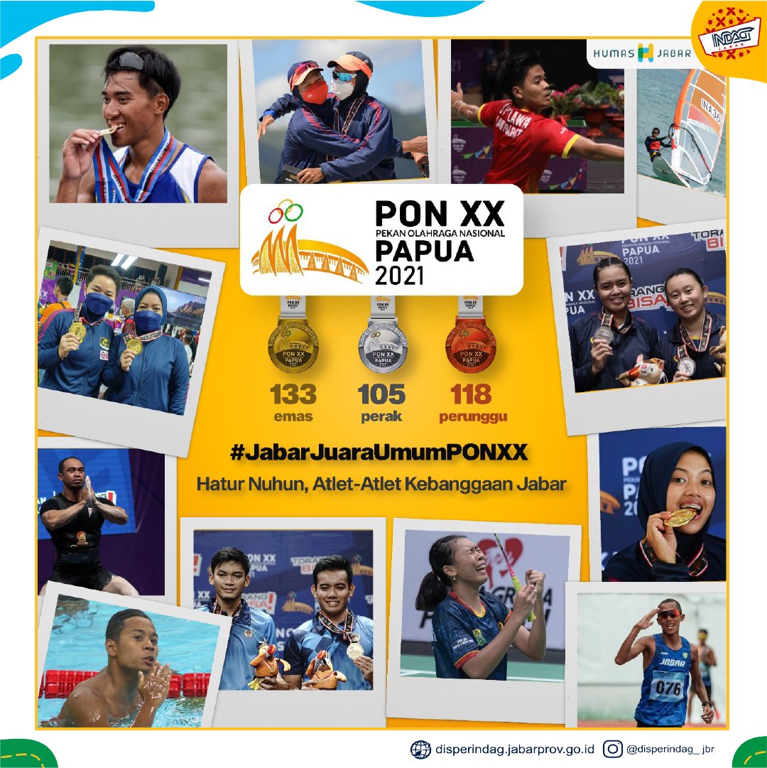 Alhamdulillah #JabarJuaraUmumPONXX 🥳

Hatur nuhun atlet-atlet kebanggaan Jabar yang telah berjuang untuk mengharumkan nama Jawa Barat 🤗

Cc <a href="/humasjabar/">Humas Jabar</a>

#jawabarat #jabarjuara #jabarjuaraumumPONXX #PONXX #atlet #olahraga #disperindagjabar