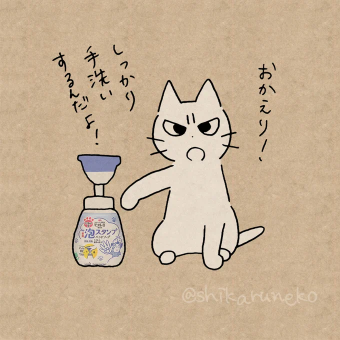 泡スタンプハンドソープと、しかるねこと、あまやかすねこ#泡スタンプ #PR #ビオレu #肉球 #にくきゅう 