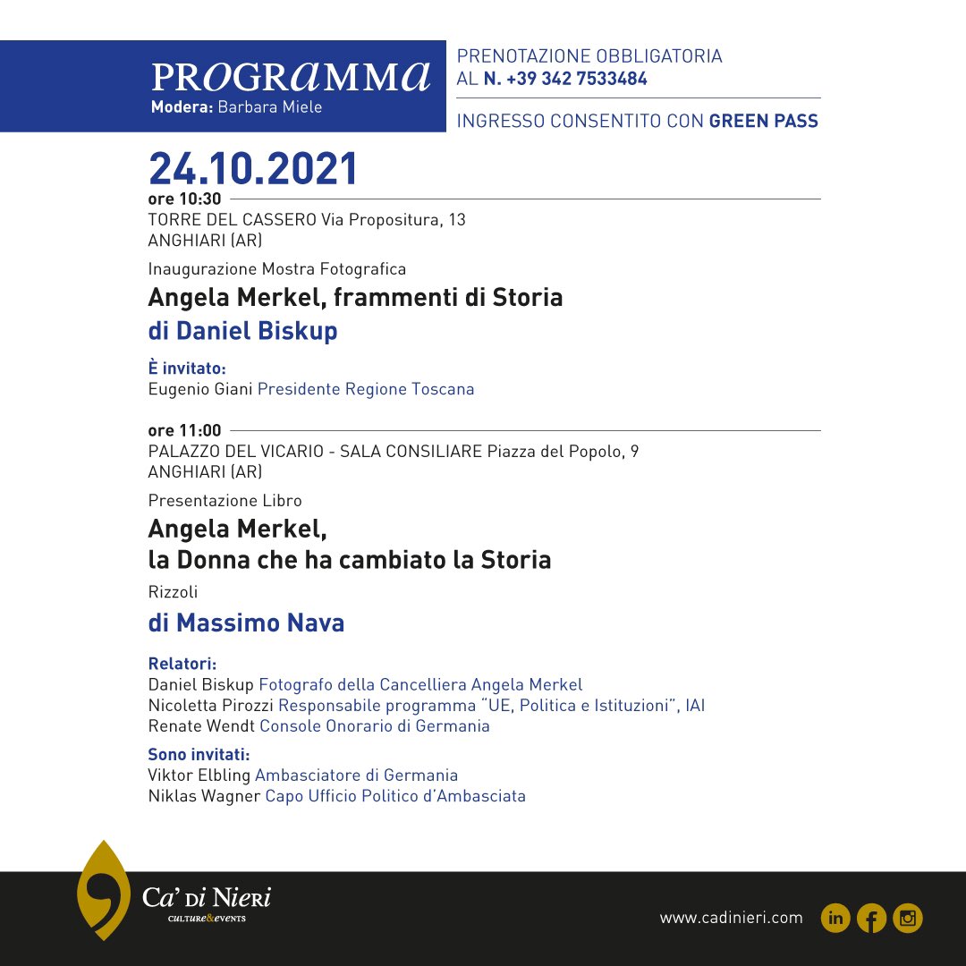 ca_nieri's tweet photo. Ca’ di Nieri Culture &amp; Events on German Chancellor Angela Merkel. With Massimo Nava and Daniel Biskup in Anghiari (Tuscany), Monte Santa Maria Tiberina and Città di Castello (Umbria).

#AngelaMerkel #massimonava #danielbiskup #anghiari #montesantamariatiberina #cittadicastello https://t.co/nLYKYAOhv4
