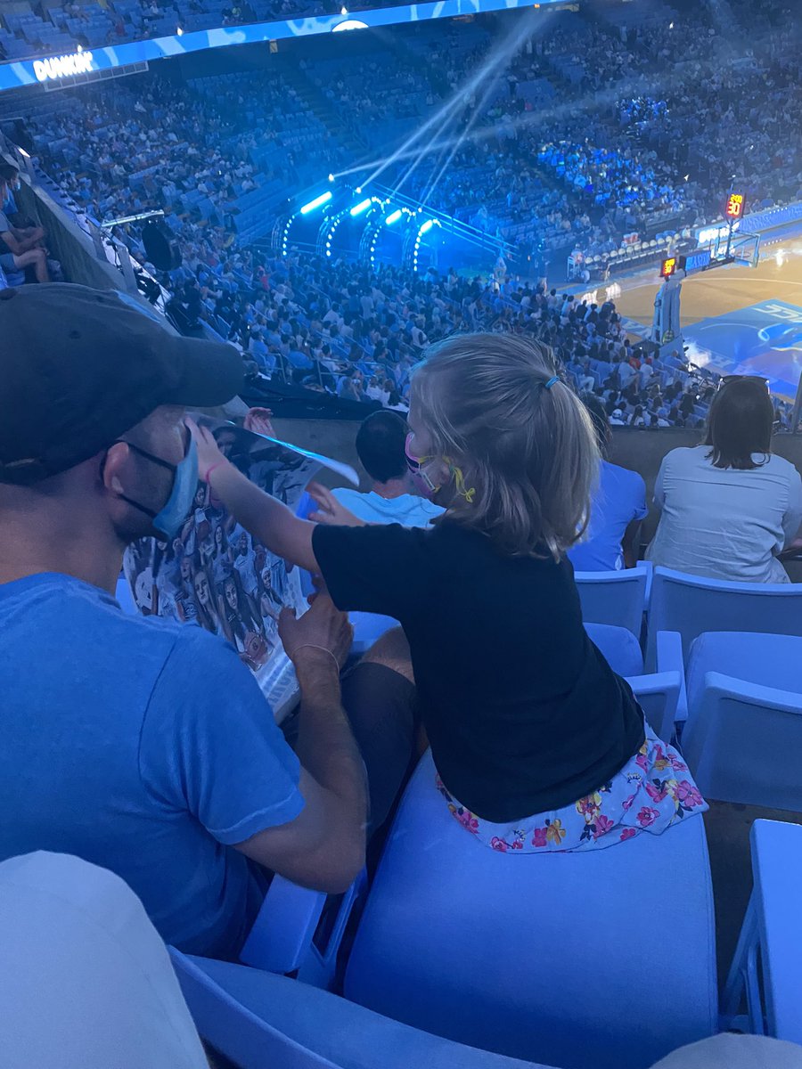 stilwell's tweet photo. My favorite thing at @UNC_Basketball late night tonight: When @uncwbb was being introduced, this little girl in front of us was finding each player on her WBB poster &amp; showing her dad. Very cute moment. 

Someone from the AthDept staff came up shortly after &amp; upgraded their tix. https://t.co/fdpcyKYQaW