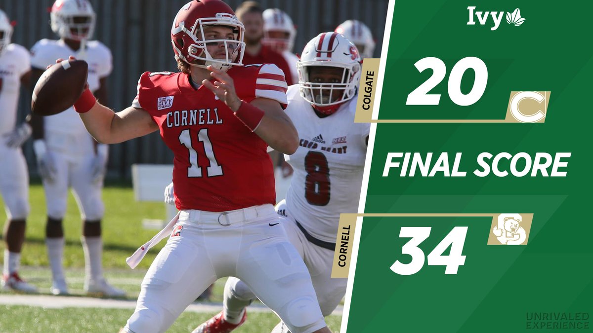 BIG RED WINS BIG.

<a href="/BigRed_Football/">Cornell Football</a> had 479 yards of total offense in its 34-20 win over Colgate. Alex Kuzy recorded 103 receiving yards on six catches.🌿🏈