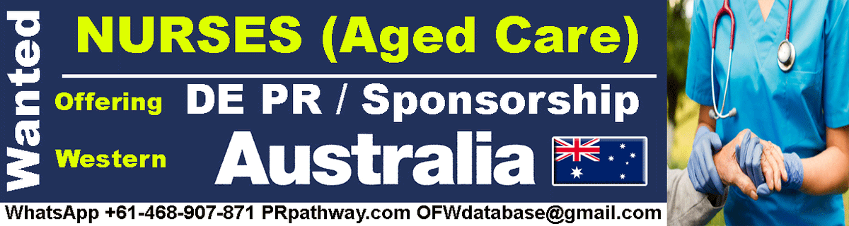 OFWDatabase's tweet photo. Aged Care Nurses wanted for Western Australia.
🎈🎈 Potential for DE PR. 🎈🎈
Visa Sponsorship &amp; (PR) permanent residency available.
X 2 positions available in an AGED CARE facility located in Perth.
● AHPRA/ANMAC, IELTS (all 6s) &amp; 3 years exp, needed. 

 https://t.co/Vvqhv7Y5CF https://t.co/gAdTxbMus9