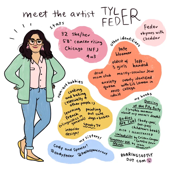 Day 15 of #cheektober21 is portrait day so I made a #MeetTheArtist! Hi my last name rhymes with cheddar and I'm a little rusty at non-scribble self portraits! 🤓

#drawtober #inktober2021 