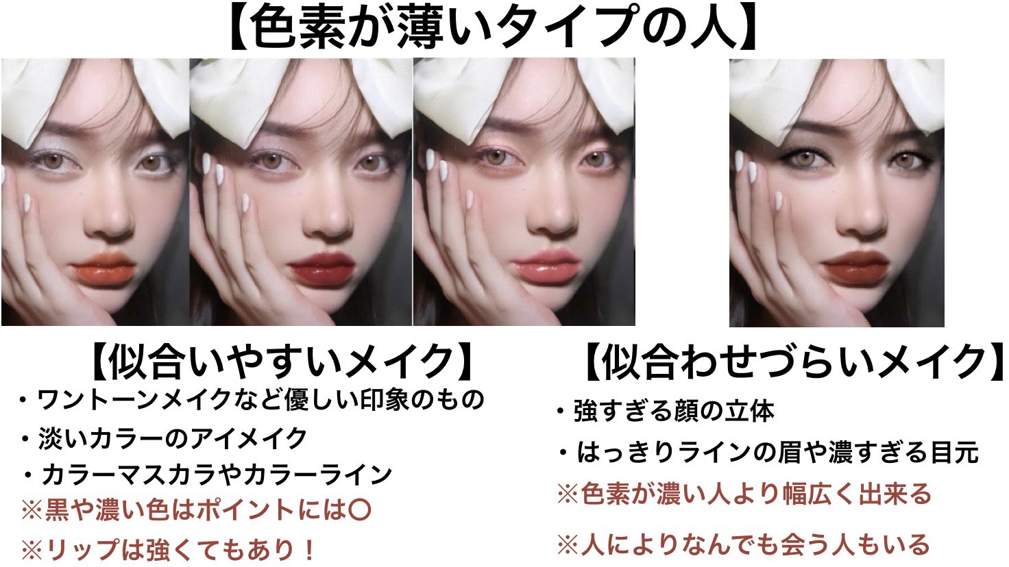 Twitter 上的 Nakamura Ryota もう迷わない オシャレな見せ方 ポイントは瞳 髪 眉の色素 色素が薄めの人 明るめの瞳や髪 毛が薄い眉 細く柔らかい髪 色素が濃い人 すっぴんでも顔がはっきり 白目と黒目がハッキリ 目力強め 眉が硬め 真っ黒