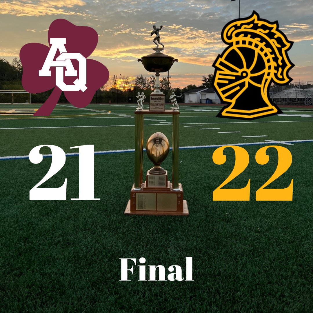 McQuaidJesuit's tweet photo. Showed up with it, coming home with it. Knights make it four straight wins over Aquinas in a great high school football game. https://t.co/UF7Z3scr4B