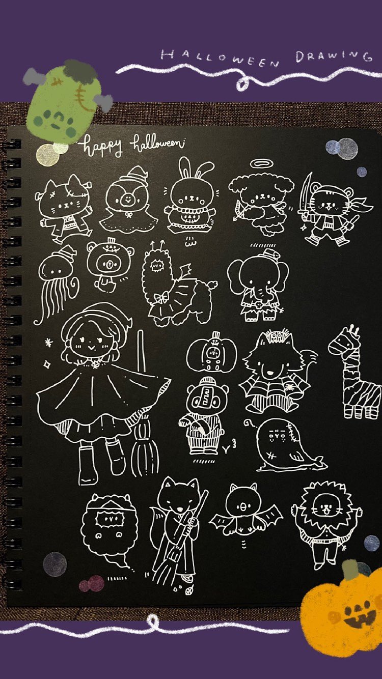 しろくまななみん 2 18 新刊出たよ 白ペンでもりもり ハロウィンイラスト 描いてみたよ T Co My8hsfjvgq Twitter