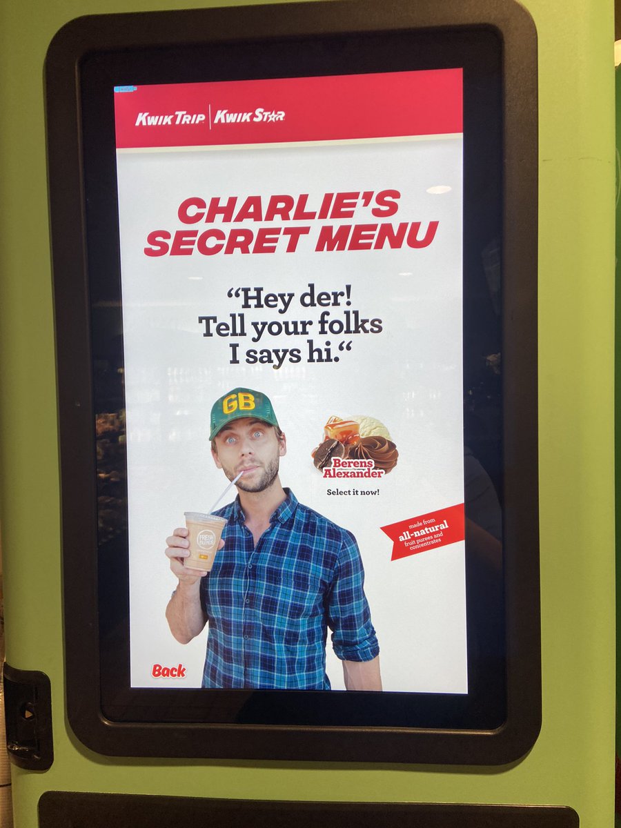 ABreyen's tweet photo. @CharlieBerens @KwikTrip tell me why I found this so funny 🤣🤣 https://t.co/7hVTx64XAW
