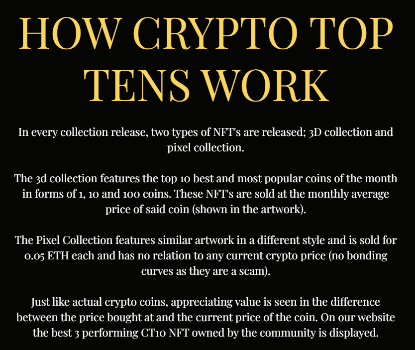 CryptoTop10s's tweet photo. Crypto Top 10s Utility:  #nftcollectors #nftart #Crypto https://t.co/g8y2ovG32h