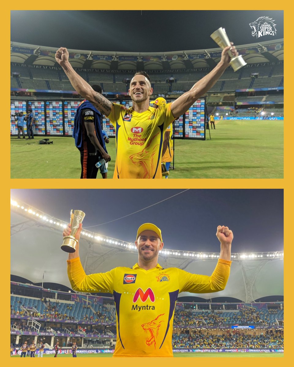 ChennaiIPL's tweet photo. 2️⃣0️⃣1️⃣8️⃣ ♾ 2️⃣0️⃣2️⃣1️⃣

FAF DU Legend.! 💛💛

#WhistlePodu #Yellove #SuperCham21ons 💛🦁 https://t.co/geZBmICZzE