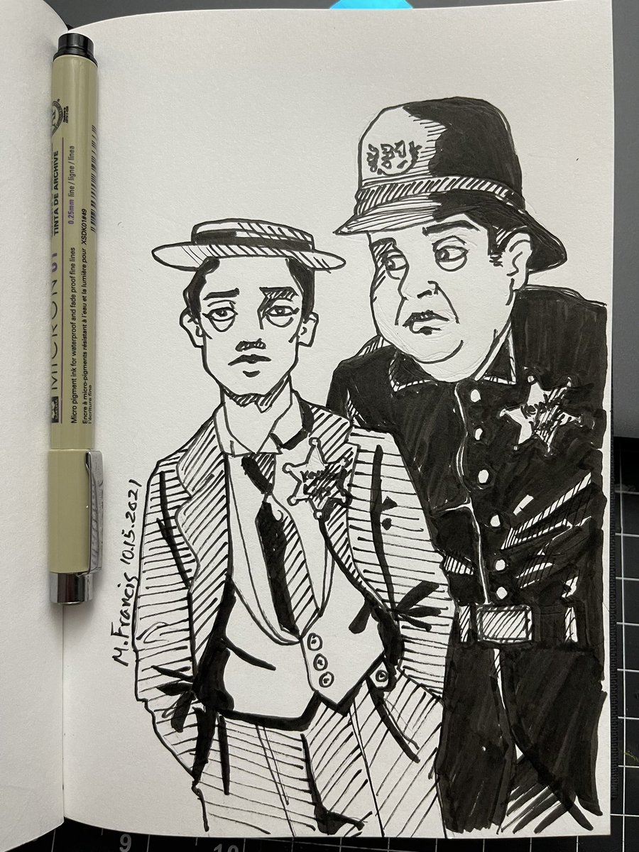 RealMFrancis's tweet photo. Calling this one โEdendale Vice!โ Prompt number 15, Cops. #bustober #BusterKeaton #ink #inkdrawing #artcontest #silentcomedy #keystonekops #edendale https://t.co/1cQ1vE3X5w