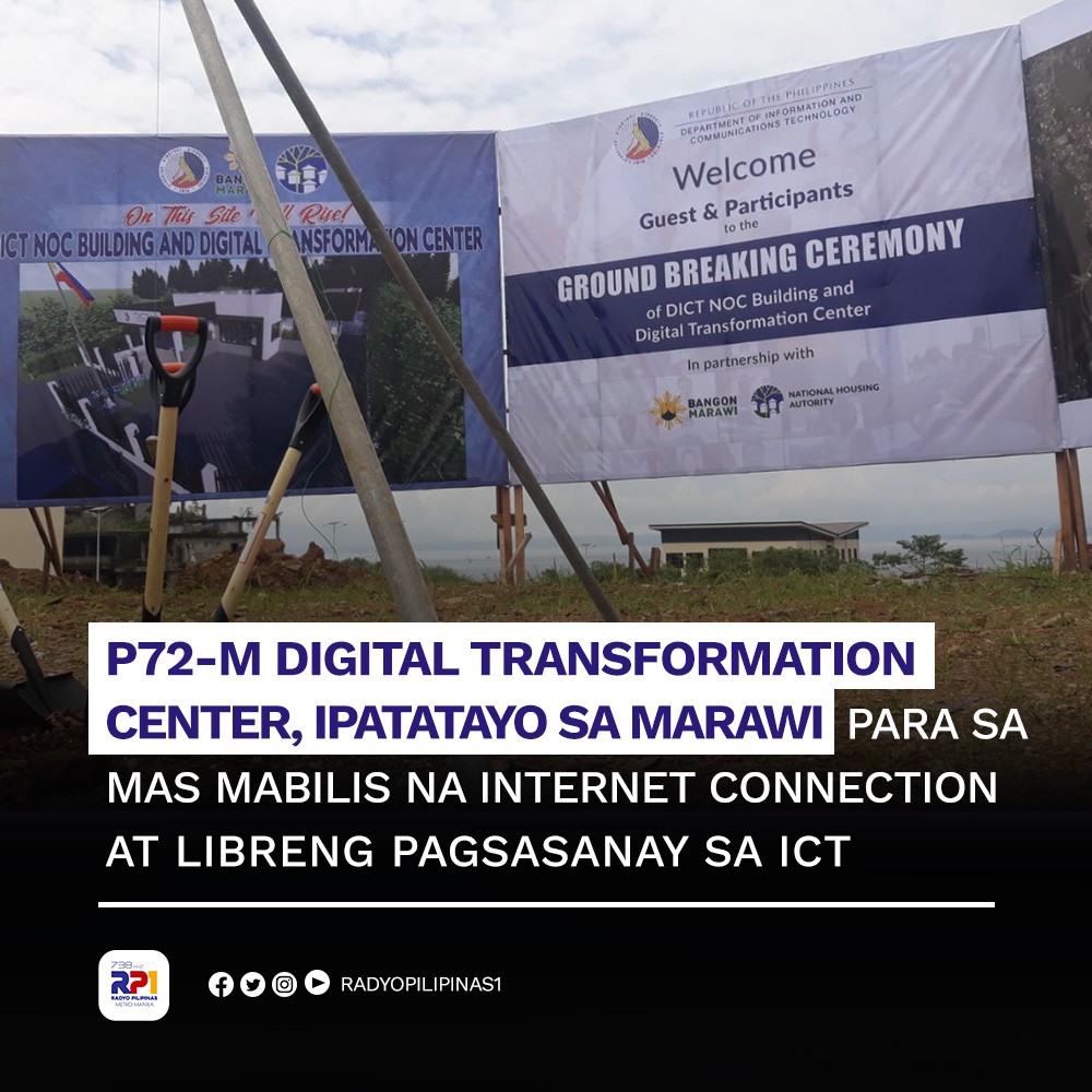 radyopilipinas1's tweet photo. Sisimulan na ng DICT ang pagpapatayo ng Digital Transformation Center sa lungsod ng Marawi matapos ang Groundbreaking Ceremony nito kahapon, October 15. | via Johaniah Yusoph | RP1 Marawi

#RP1
#DICT #DigitalTransformationCenter
#WeRiseAsOne https://t.co/qJDFzI9Uir