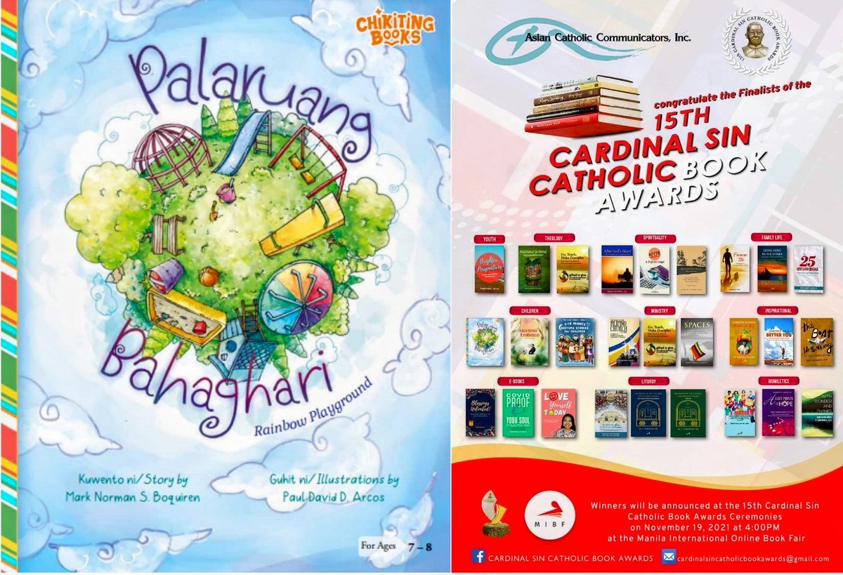 go_norman's tweet photo. Kabilang ang ating aklat-pambatang "Palaruang Bahaghari" sa mga finalist (children's book category) ng 15th Cardinal Sin Catholic Book Awards ! Binigyang-buhay ng mga ilustrasyon ni Sir Paul David Dayap Arcos ang ating kuwento. Ito ay inilimbag ng Chikiting Books  / Vibal Group . https://t.co/1fPW9Yr26z