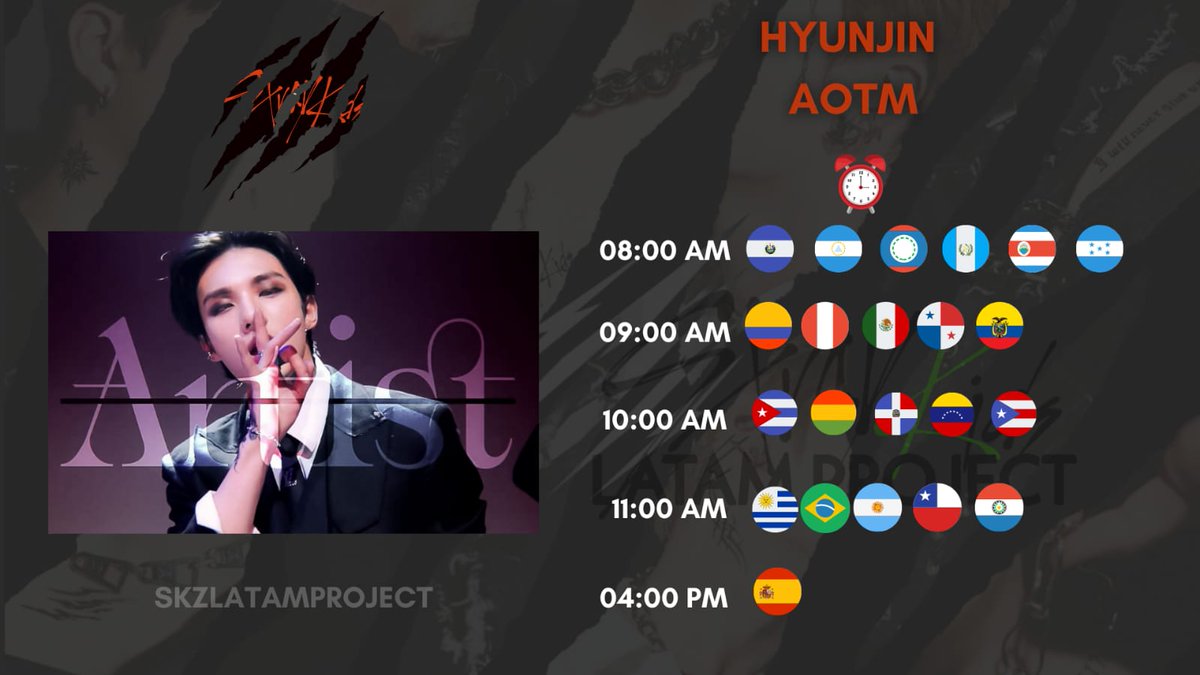 ¡En unas horas es el estreno del AOTM de #HYUNJIN! por favor no se lo pierdan y recuerden hacer stream.

#StrayKids @Stray_kids