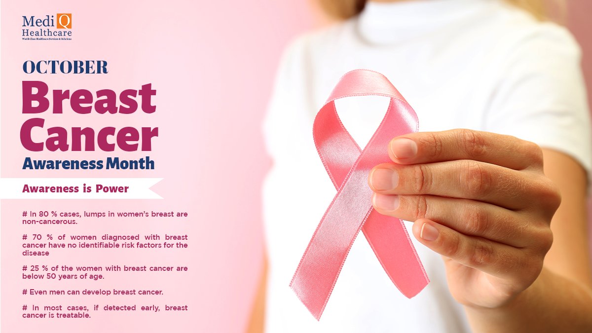 MediQHealth's tweet photo. October is Breast Cancer Awareness Month. Let's fight cancer together. 
#BreastCancerAwarenessMonth2021  #mediqhealthcaregroup https://t.co/cl1ya4BgwZ