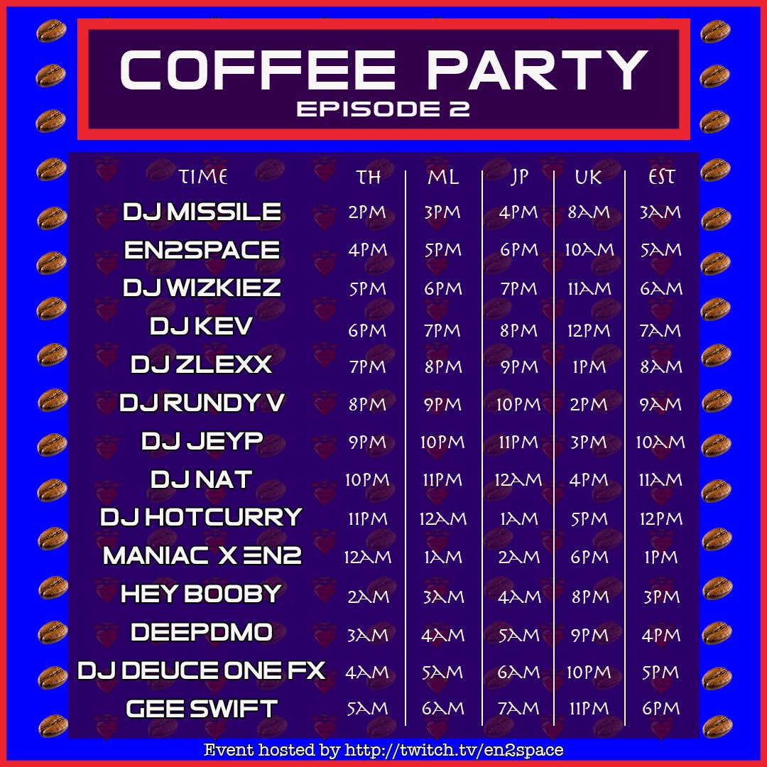 DLiveDJStudio's tweet photo. Tonight 7-8pm In Malaysia time will be our spot for this event, the Coffee Party hosted by EN2 @n2yu1 our fam all the way from Thailand! Make sure to drop by for this rare appearance of DJKEV with some of his best selections in Soul music! Lets go!
.
https://t.co/O1UGHkVom9 https://t.co/I0gWr86H7p