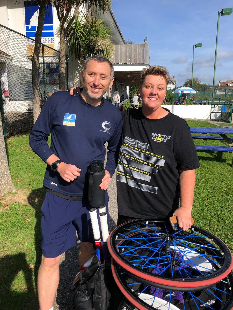 Some hard work being put in with my coach Steve
Towards playing in the invictus Endeavour wheelchair tennis team against the Dutch ♿️🎾👍
<a href="/WChairTennisGB/">Wheelchair Tennis (LTA)</a> 
<a href="/WeAreInvictus/">Invictus Games Foundation 💛🖤</a> 
<a href="/tenniswales/">Tennis Wales</a> 
<a href="/gjrich66/">Geraint Richards</a> 
<a href="/AceNewquay/">Heron & Ace Tennis</a> 
#veterans 
<a href="/NASSexercise/">NASS</a> 
<a href="/Martina/">Martina Navratilova</a>  I made the squad 💪😉