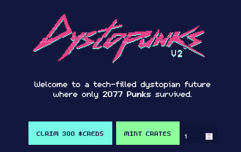 DystoPunks's tweet photo. We're happy to announce that we have finished the Level 1 of the Roadmap. We have developed the new $CREDS utility token.

DystoPunks generate 7 $CREDS daily for 7 years. Additionally you can claim 300 $CREDS for each DystoPunks you have. Claim now in https://t.co/k0CXKuTPOc https://t.co/Fgc1q35uVV
