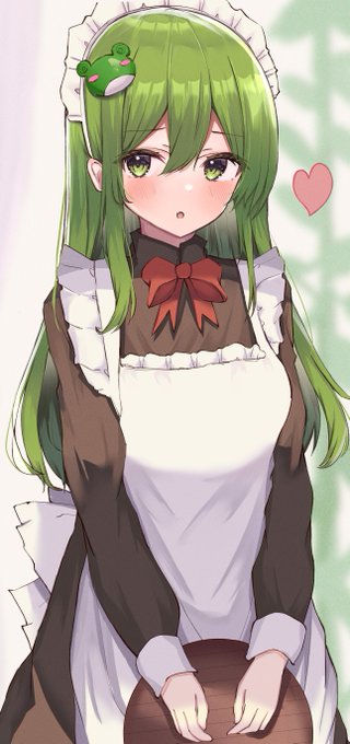 東風谷早苗 「メイド服の早苗です #東方Project #東風谷早苗