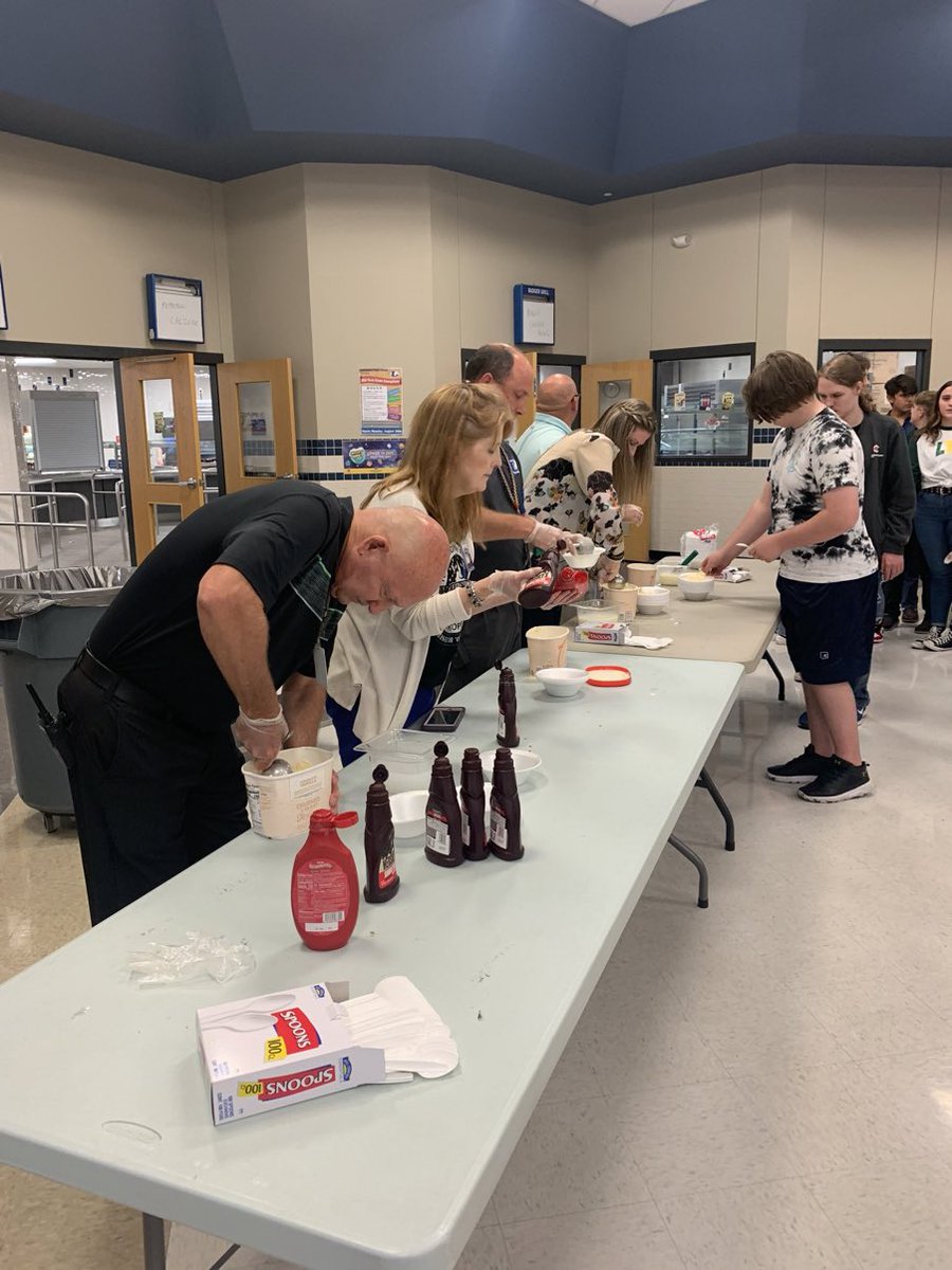 LHS Administrative Team serving Ice Cream Sundaes to all students that passed the First Nine Weeks!