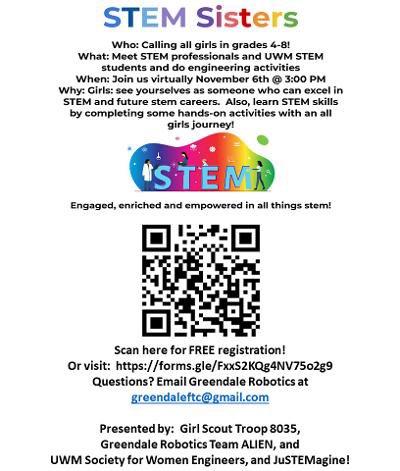 FtcGreendale's tweet photo. We’re super excited to be hosting an amazing event for girls in grades 4-8!  Meet STEM college students and professionals and do fun engineering activities!  Register at:  https://t.co/aF6XGWMsH1 !  #STEM #STEMfun #STEMgirls #stemgirlsrock #stemwomen #stemeducation #GirlsInSTEM https://t.co/UErzkFR35C