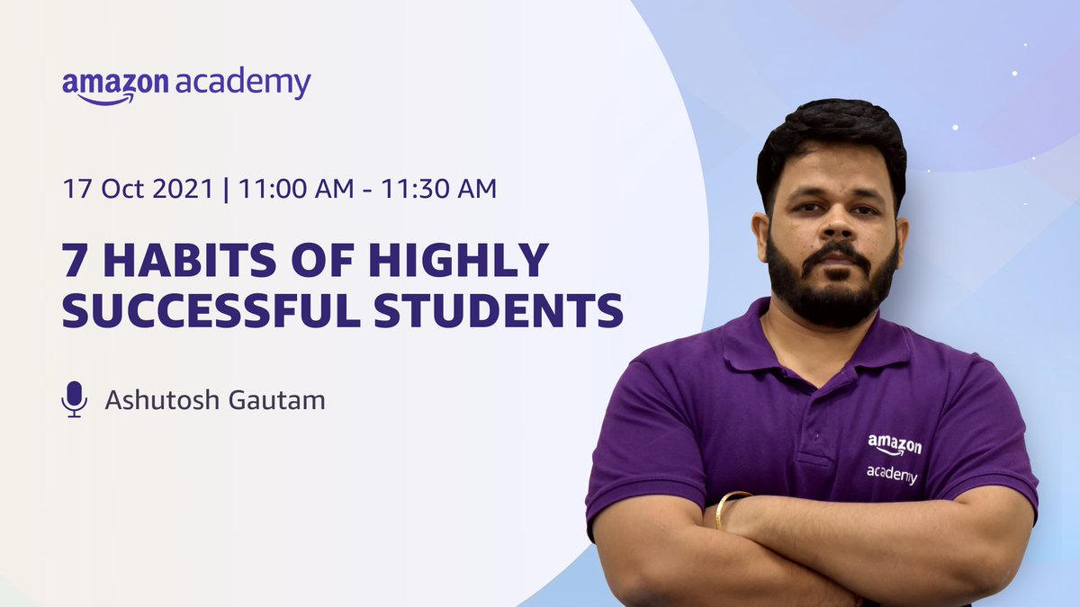 AmazonAcademy's tweet image. Successful students have a few characteristics in common. And you can easily inculcate them as well. Know these habits with Ashutosh Gautam Sir on Amazon Academy. 

amzn.to/3aIsGbF

#jeetips #jeehacks #crackiitjee  #amazonacademy #amazonacademyjee #UnleashTheWinningEdge