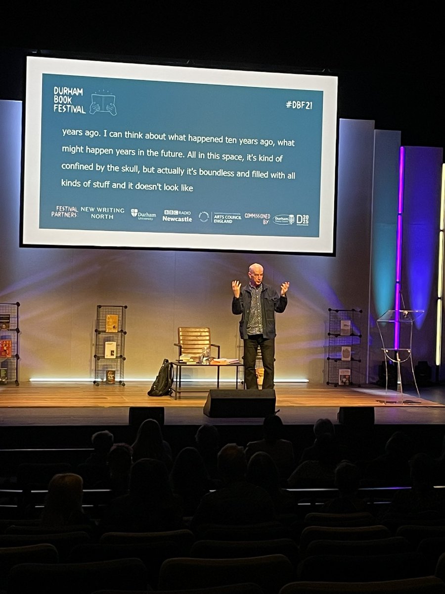 ‘Inside that little space I carry around on my shoulders is everything that has happened to me since I was born.’ Our brains and imaginations are amazing! The only difference between writers and non-writers is that writers write it down ✍️  <a href="/davidjalmond/">David Almond</a> #DBF21