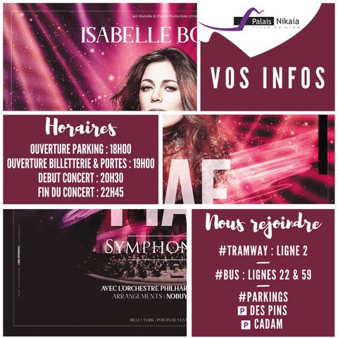 Les infos utiles pour ce soir #piafsymphonique #isabelleboulay
