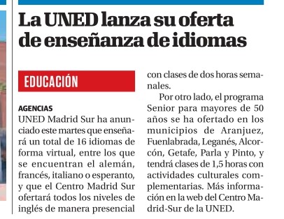 UNEDMadridSur's tweet image. Idiomas con el #CUID y cursos #Senior #UNEDMadridSur @CulturalesUNED @FormacionP_UNED @Ayto_Aranjuez @AytoFuenlabrada @AytoLeganes @AytoAlcorcon @aytogetafe @AytoParla @AytoPinto