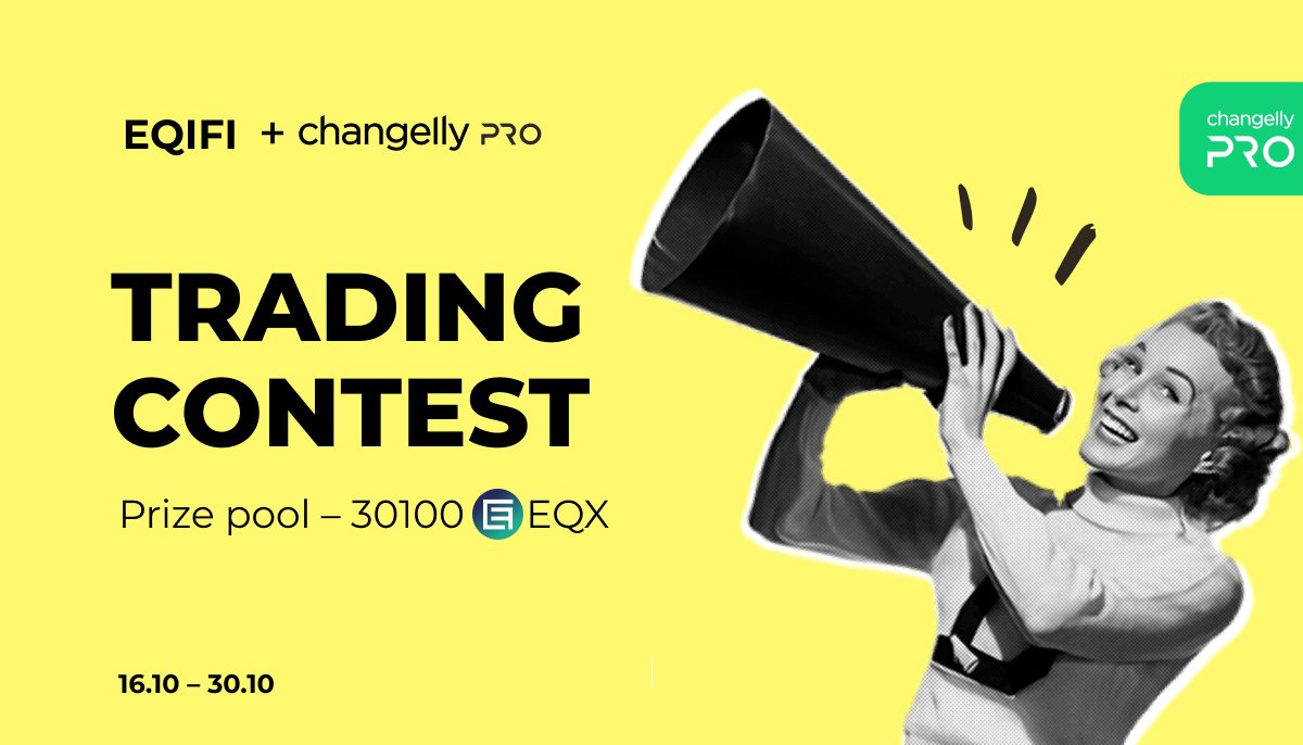 ChangellyPro's tweet photo. As you might have guessed, it is $EQX Trading Contest! 

It's taking place from October 16th 00:01 UTC till October 29th at 23:59 UTC! 

Users will be ranked by their total EQX trade volume during the contest period, and the top ten will share the prize fund. 

Good luck! 🚀 https://t.co/VPvZJDU8te